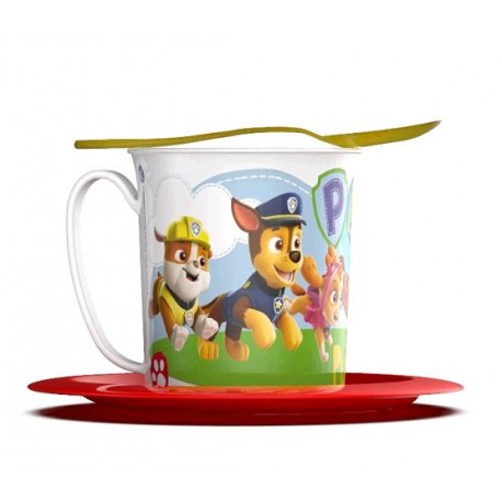 SET TAZA Y PLATO Y CUCHARA PAW PATROL