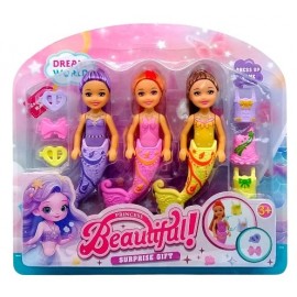 SET MUÑECA SIRENAS 12CM C/ACC X3 SD23966