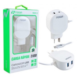 CARGADOR 3A 2 USB / CABLE TYPE C NOGA 
