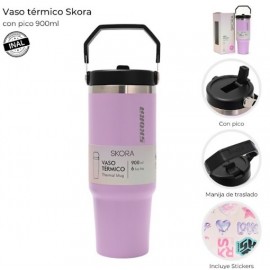 VASO TERMICO SKORA CON PICO LILA 40144