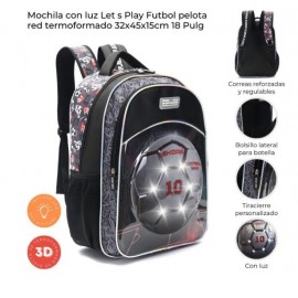 MOCHILA LET'S PLAY FUTBOL PEL/LUZ 42875